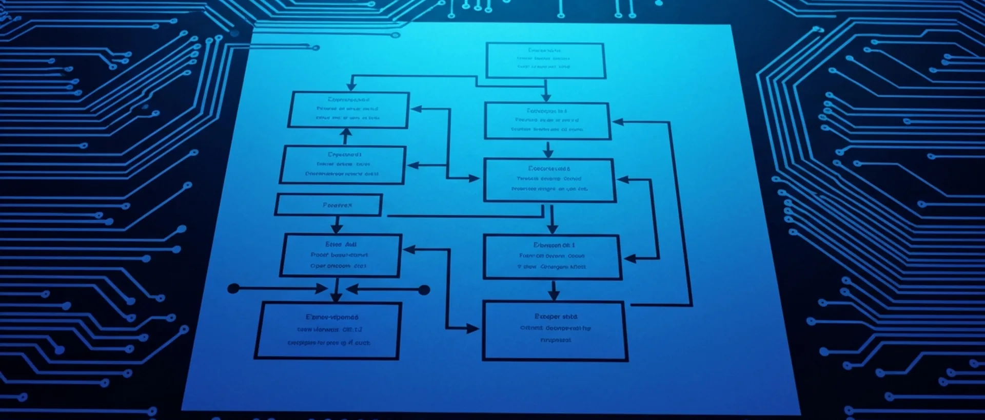 Shiny tech brain icon over an outdated event planning diagram
