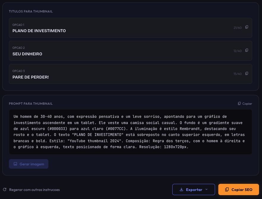 Títulos pra thumbnail e prompt de imagem